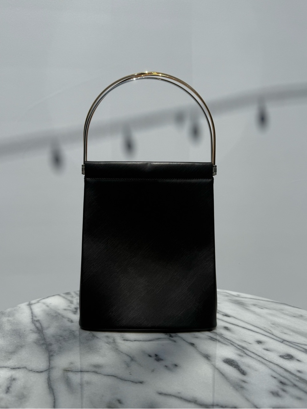 Cartier Black Mini Top-Handle Bag with Silver, Gold and Rose Gold Arch Handle